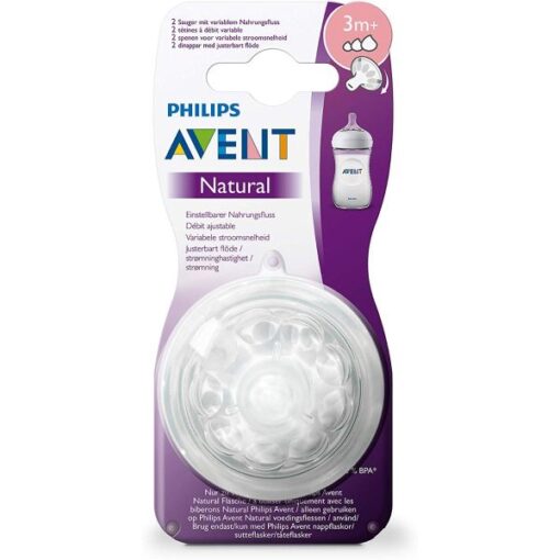 AVENT TETINES NATUREL 2PIECES DEBIT VARIABLE 3M+ SCF045/27