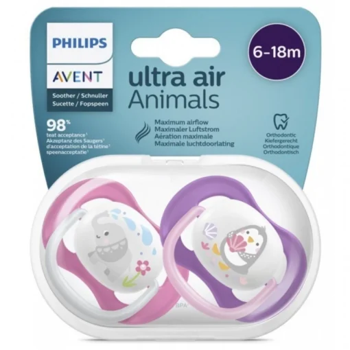 AVENT SUCETTE ULTRA AIR ANIMALS 6-18M+ SCF080/08