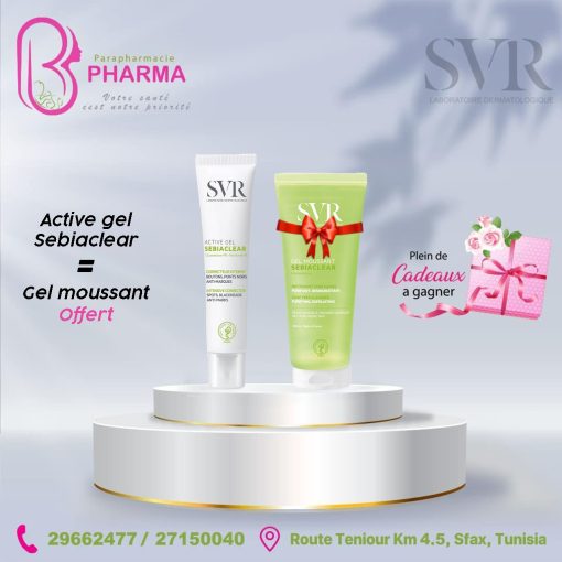 SVR SEBIACLEAR ACTIVE GEL CORRECTEUR INTENSIF 40ML + GEL MOUSSANT SEBIACLEAR 50ML OFFERT