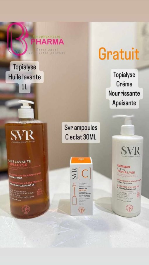 PACK SVR TOPIALYZE 1L +AMPOULE VITAMINE C + CREME ANTI DESSECHEMENT (GRATUIT)