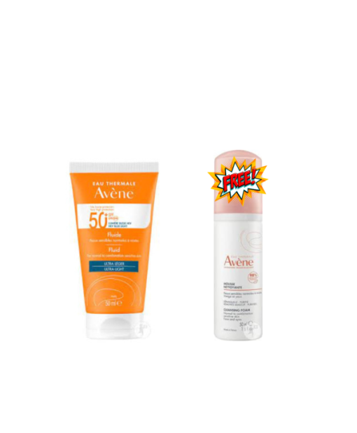 AVENE FLUIDE SPF50+ PSNM 50ML+MOUSSE NETTOYANTE 50ML (OFFERT)