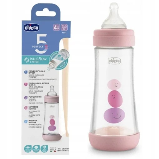 CHICCO BIBERON EN PLASTIQUE PERFECT5 300 ML GIRL