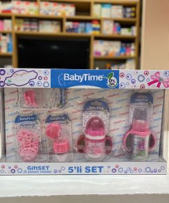 BABY TIME COFFRET BEBE 3 BIBERONS + SUCETTE + ATTACHE SUCETTE GIRL 