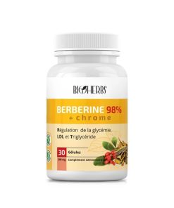 BIOHERBS BERBERINE 98% +CHROME BOITE DE 30 GELULES