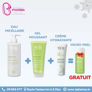 SVR Coffret Sebiaclear : eau micellaire + gel nettoyant + crème Hydra + micro-peel gratuit 
