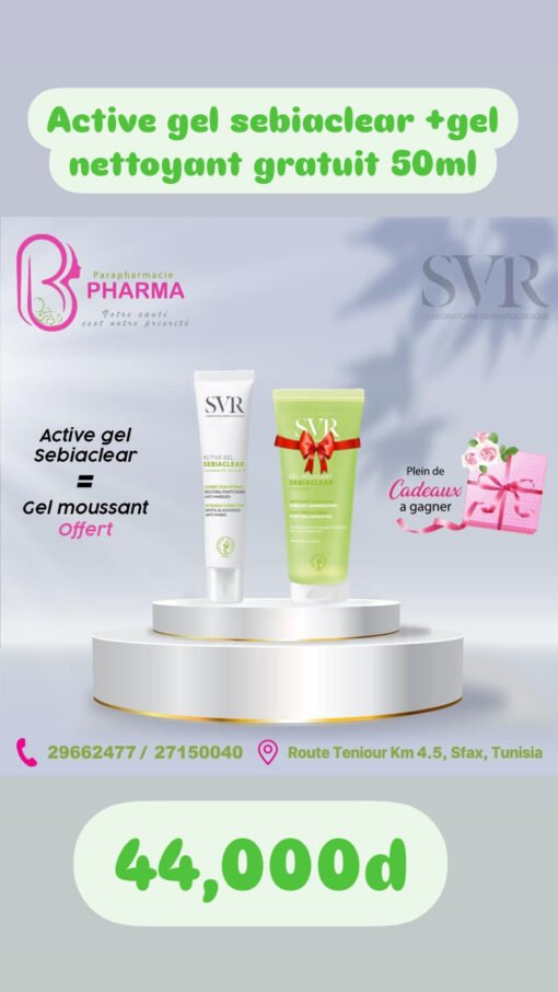 SVR SEBIACLEAR ACTIVE GEL CORRECTEUR INTENSIF 40ML + GEL MOUSSANT SEBIACLEAR 50ML OFFERT