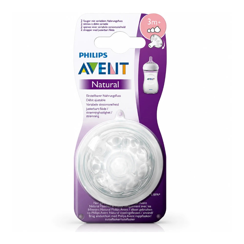 AVENT Tétines Natural Débit Variable 3M+ 2pcs AVENT Tétines Natural Débit Variable 3M+ 2pcs