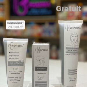 INNOVADERM COFFRET CREME DE NUIT 50ML + CREME MAINS ECLAIRCISSANTE 100ML+ GEL STOP PIGMENT 150ML OFFERT