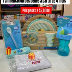 Pack Canpol Babies – Set de table 3 pièces + Sport cup avec paille en silicone + Cuillère et porte-cuillère + Serviette gratuite