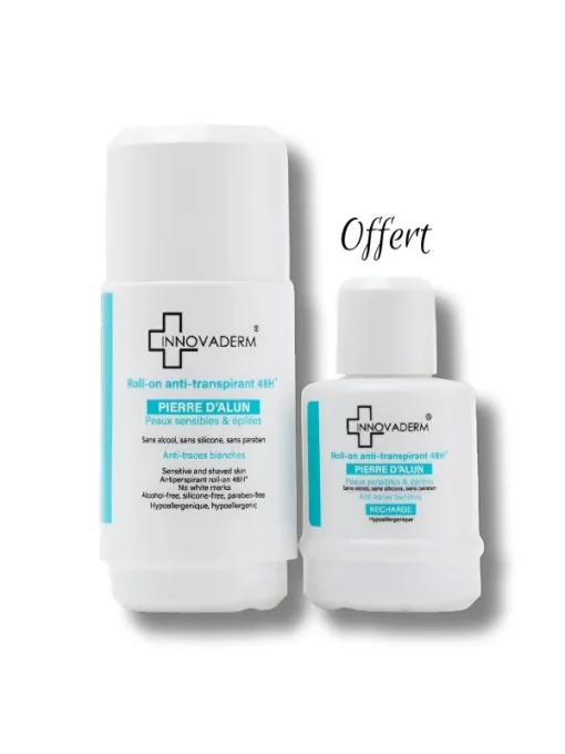 Déodorant roll-on 48h haute tolérance, sans alcool, avec recharge offerte. Idéal pour peaux sensibles.
