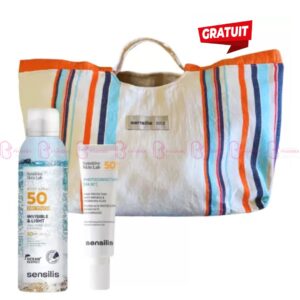 Pack solaire Sensilis avec Body Spray SPF50, Fluide Visage Invisible SPF50+ et sac de plage offert