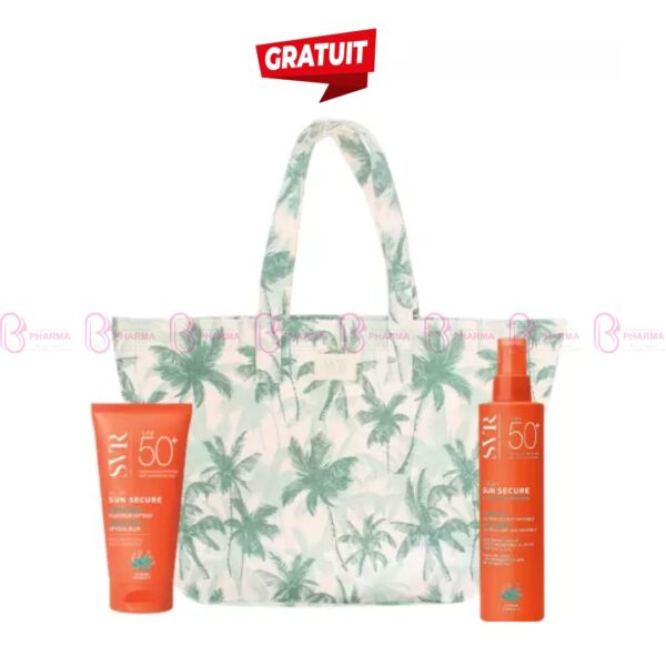Pack solaire SVR avec Blur SPF50+ 50 ml, Spray Hydratant SPF50+ 200 ml et sac de plage offert