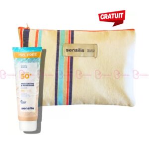 Pack solaire Sensilis avec gel-crème hydratant SPF50+ 250ml, trousse et fouta offertes