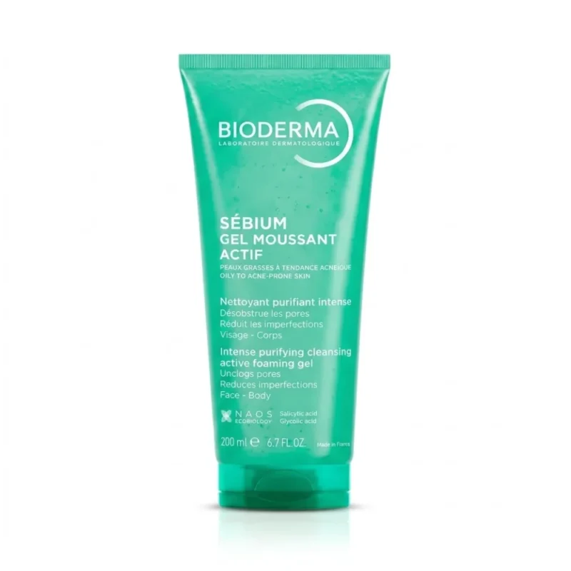 BIODERMA SEBIUM GEL MOUSSANT ACTIF PEAUX GRASSES À TENDANCE ACNÉIQUE 200ML