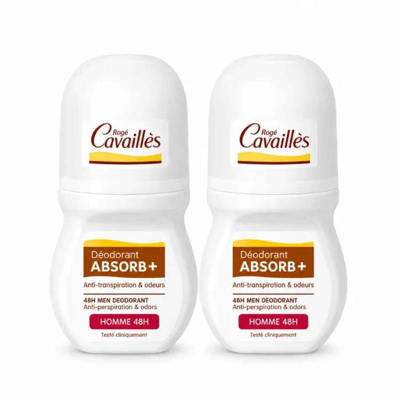 ROGE CAVAILLES DUO Déo-soin Absorb+ Homme 48h X2, 50ml